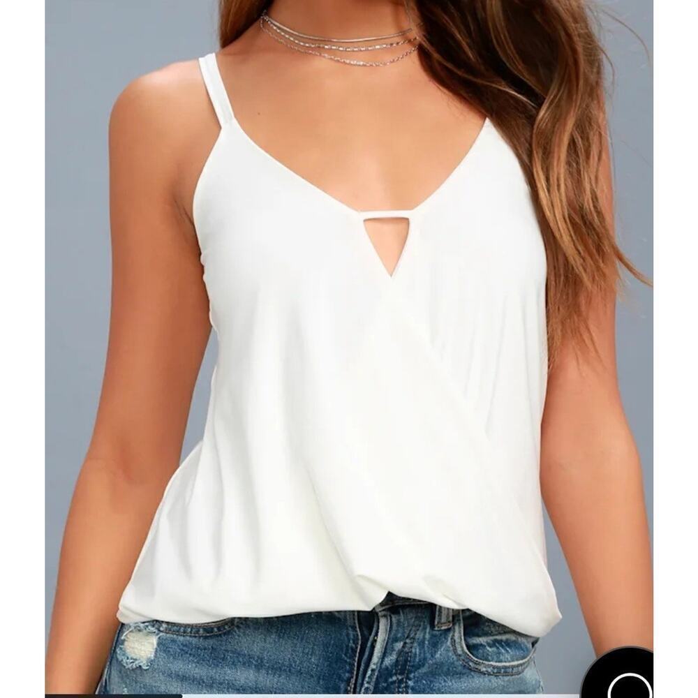 Lulus Womens Loops-y Daisy Ivoro White Tank Top Size M New